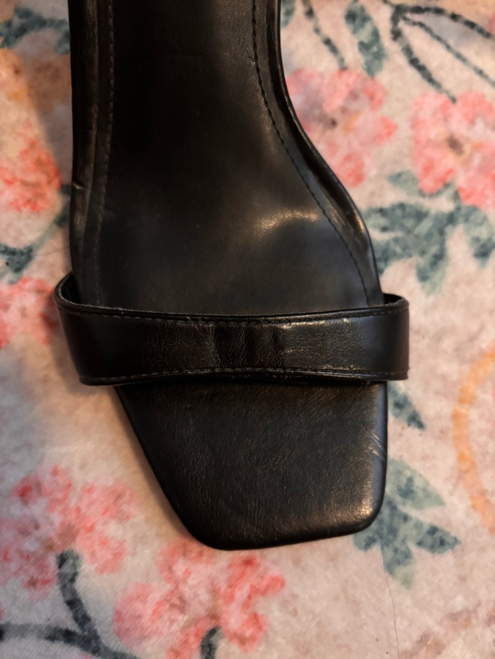 Express Black Square-Toe Ankle Strap Heels - Picture 4 of 6